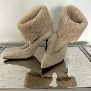 👏🏻Jimmy Choo suede shearling stiletto boots